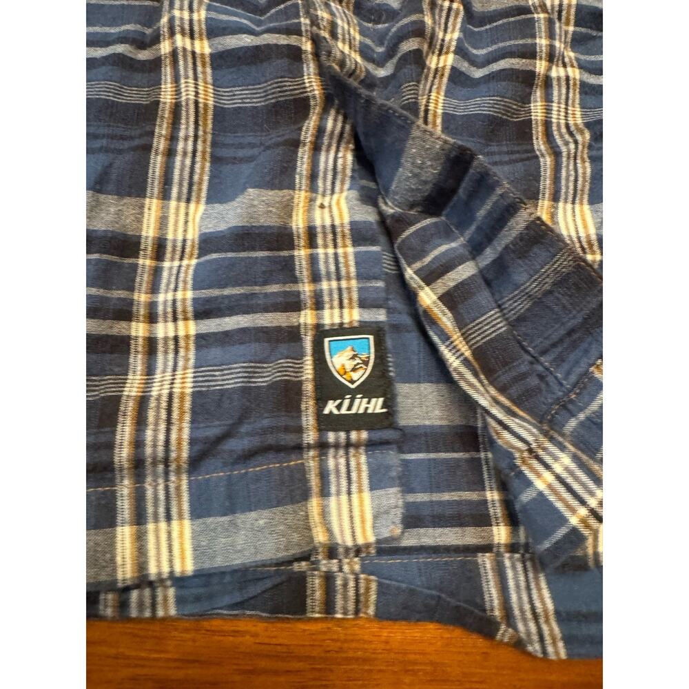 Medium Kuhl Cotton Blue Plaid Long Sleeve Button Up Shirt - Picture 4 of 10